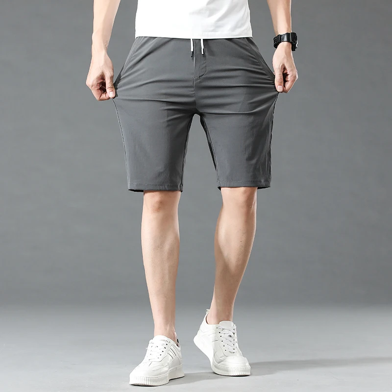 Shorts Men\'s Summer Thin Straight Quick-drying Breathable Loose Casual Beach Pants Knee-length Khaki Gray Male Short Pants