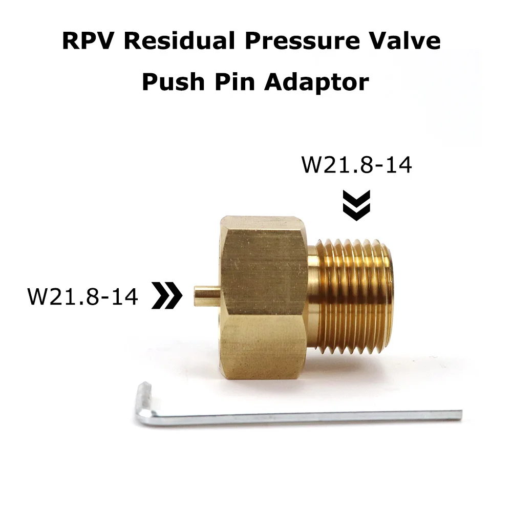 New Commercial CO2 Tank Cyclinder RPV Residual Pressure Valve Push Pin Adaptor for Filling Charging W21.8 to W21.8