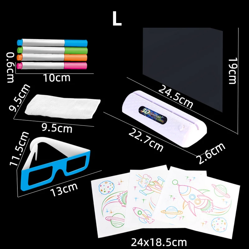 Almohadilla de dibujo mágica 3D con luz LED, tablero de pintura de dinosaurios del océano espacial colorido, juguetes educativos para niños, compañeros de juego para crecer, regalo creativo