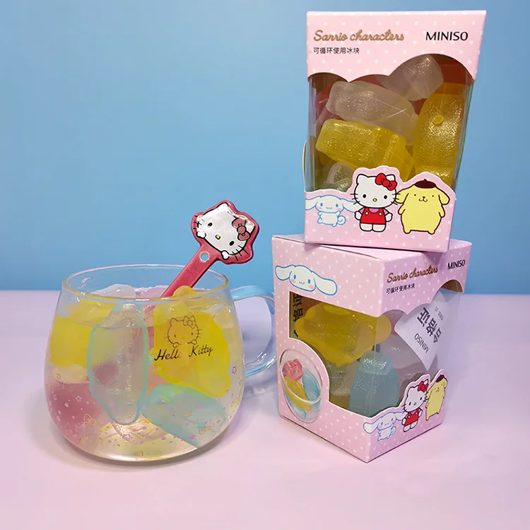 Kawaii Sanrioed Hello Kittys Cinnamoroll Onpompurin Sanriod อุปกรณ์เสริมอะนิเมะการ์ตูนน้ำแข็งก้อนฤดูร้อนเครื่องดื่มเย็นของขวัญ