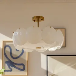Modern Minimalist Glass Ceiling Light Cream White Ceiling Chandeliers For Living Room Dining Room Bedroom Light Home Decor E14