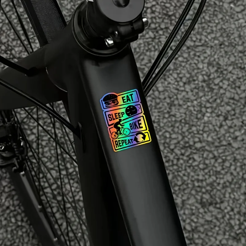 1 autocollant « Eat Sleep Bike Repeat » - parfait pour les cadres de VTT et les amateurs de cyclisme en plein air, accessoires de VTT.