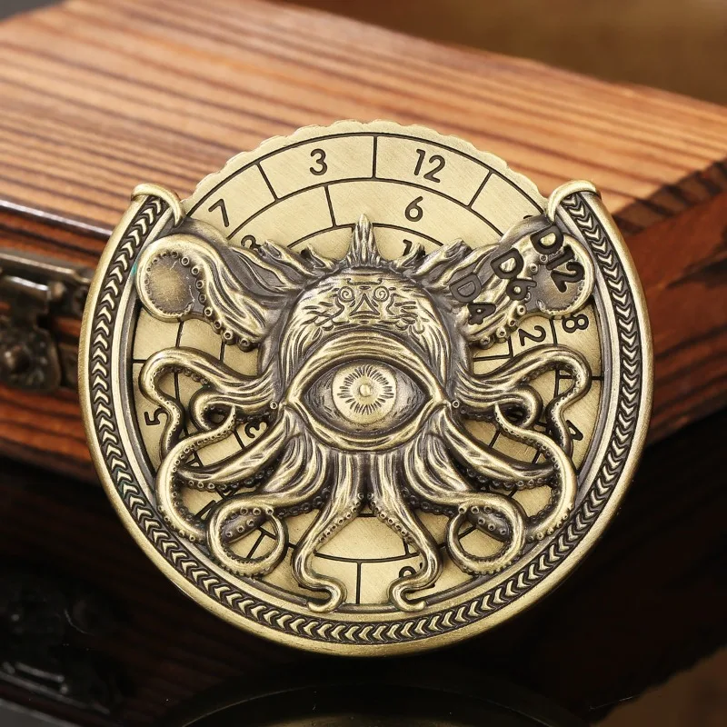 FUN HO EDC Octopus Eye Digital Game Dice Spinner Fidget Spinner Metal Stress Relief Toy