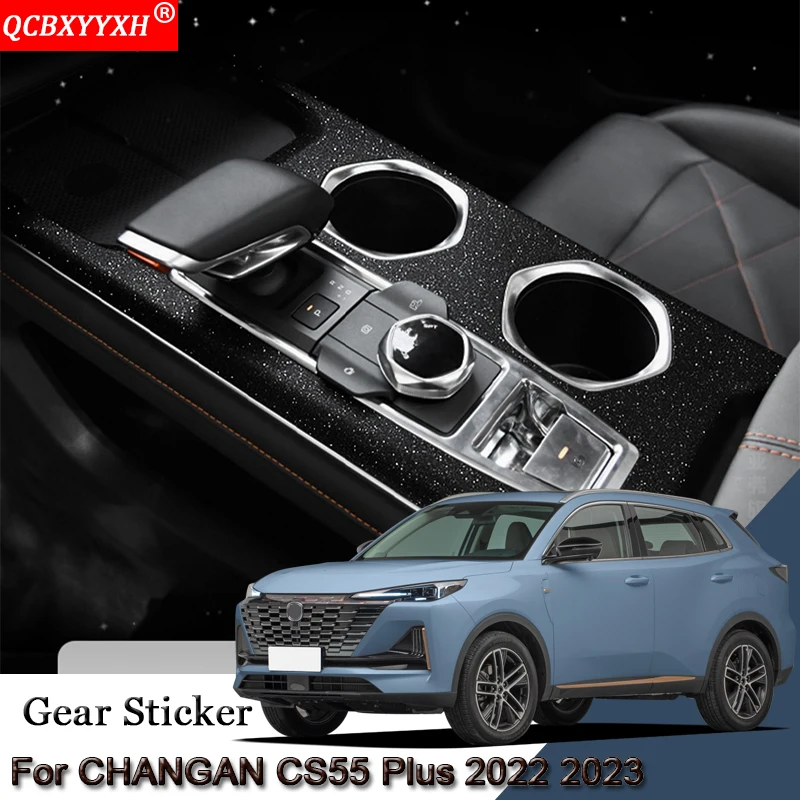 Car Interior Sticker Gear Box Protective Film Fit For CHANGAN CS55 Plus 2022 2023 Car Gear Panel Sticker Carbon Fiber Black Film