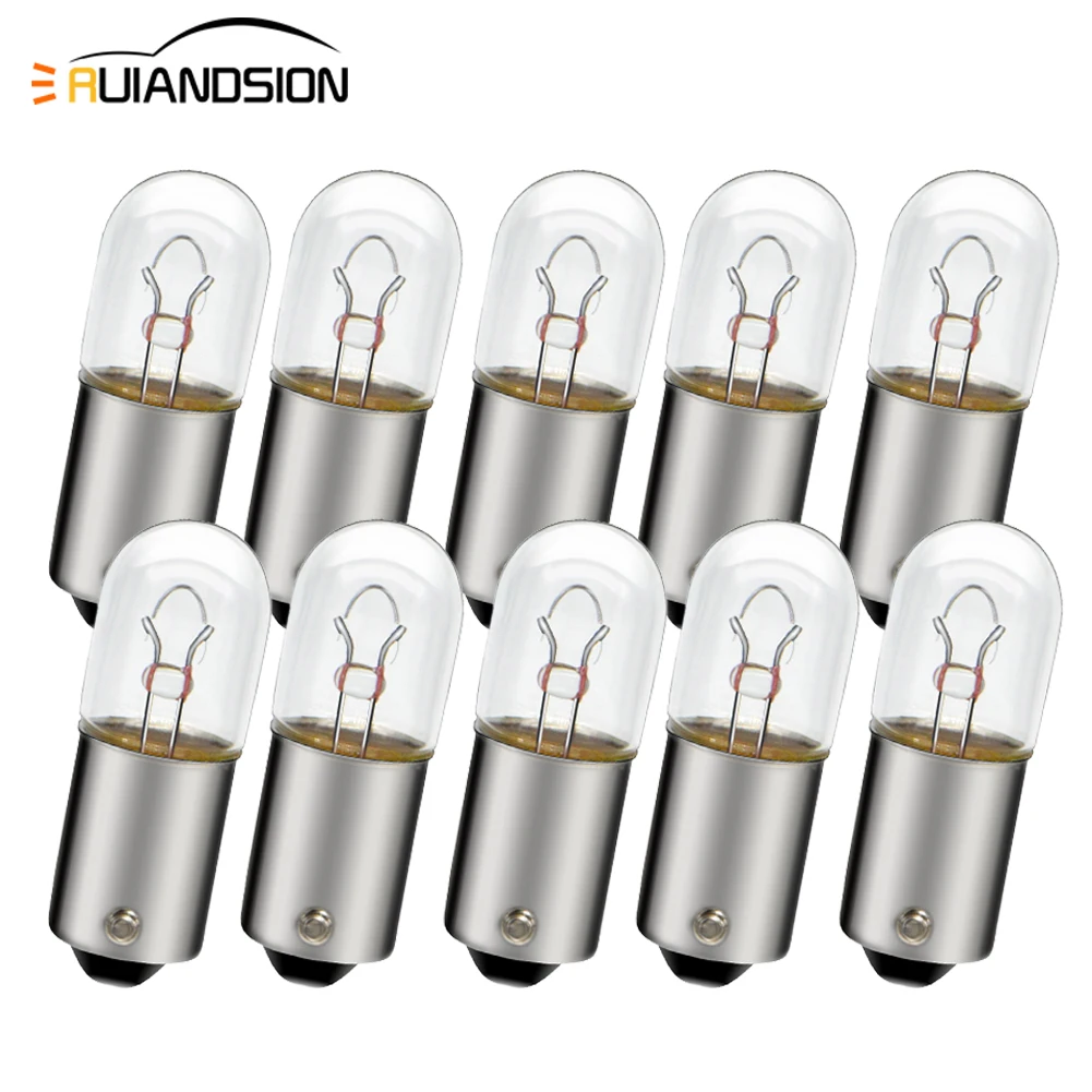 

Ruiandsion 10pcs BA9S Car Halogen Light License Plate Light Bulbs Fit For Auto Interior Reading Lamp Warm White Bulb 6V 12V 24V