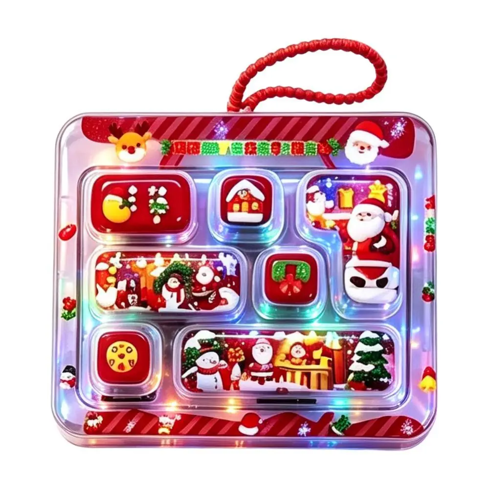 Stylish 7-key Stress Relief Decompression Clear Key Sounds Light-Up Edition Press Button Portable Keychain Keyboard Bag Charm