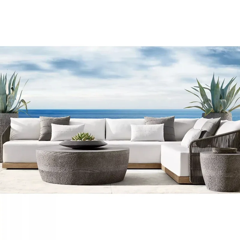 

Rope solid wood mixed hotel, outdoor sitting furniture combination teak sofa