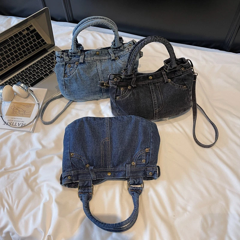 Bolsos cruzados de costura con cremallera vaquera, bolsos simples de gran capacidad para mujer, a la venta, 2025, nuevos bolsos de moda de alta calidad para mujer