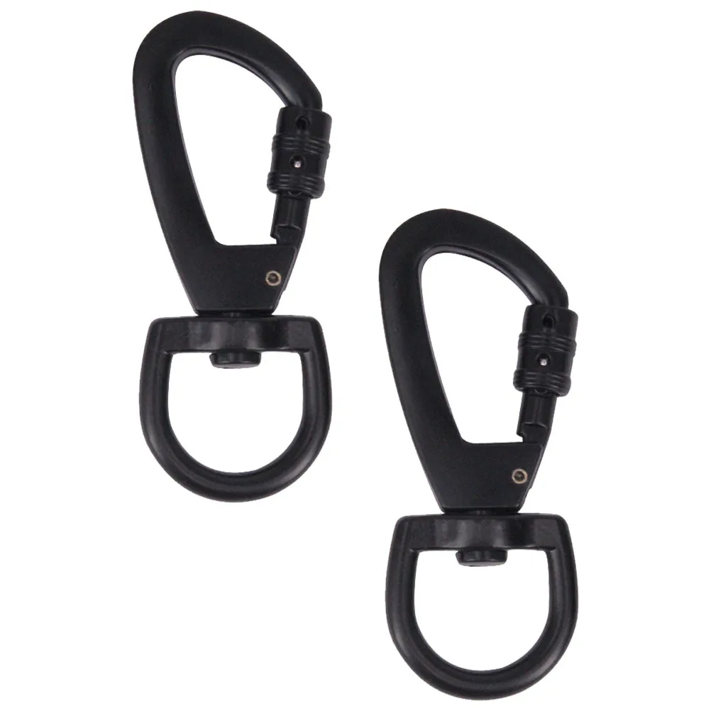 2 قطعة سبائك الزنك الأسود المفاجئة هوك المفاتيح مشبك مشبك دوار لأكياس الأمتعة زجاجات مياه التخييم في الهواء الطلق التنزه #2