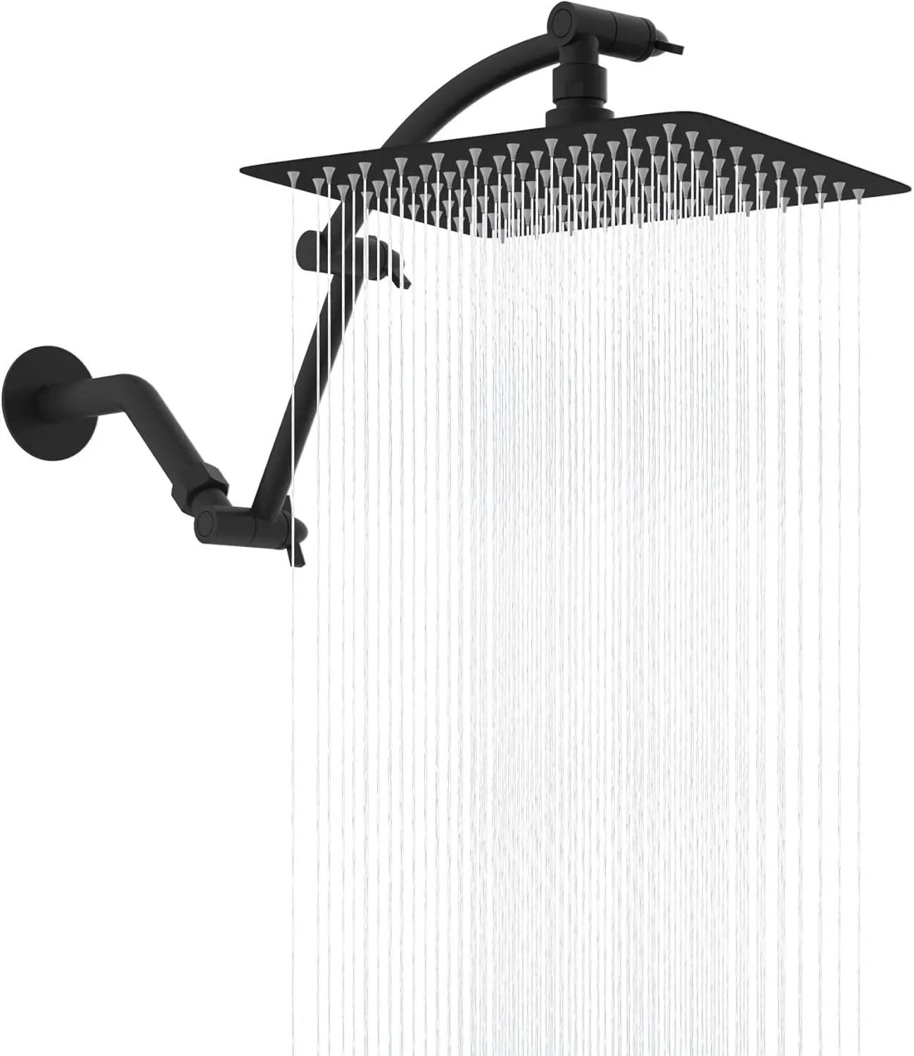 10'' High Pressure Rainfall Shower Head with 16" Adjustable Extension Arm, Matte Black, cUPC Certified