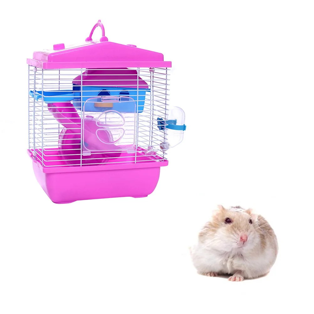 

Acrylic Cage Pink Hamster Chinchilla Double Layer Villa Small Pets Eco Plastic Pet House Multifunction Design