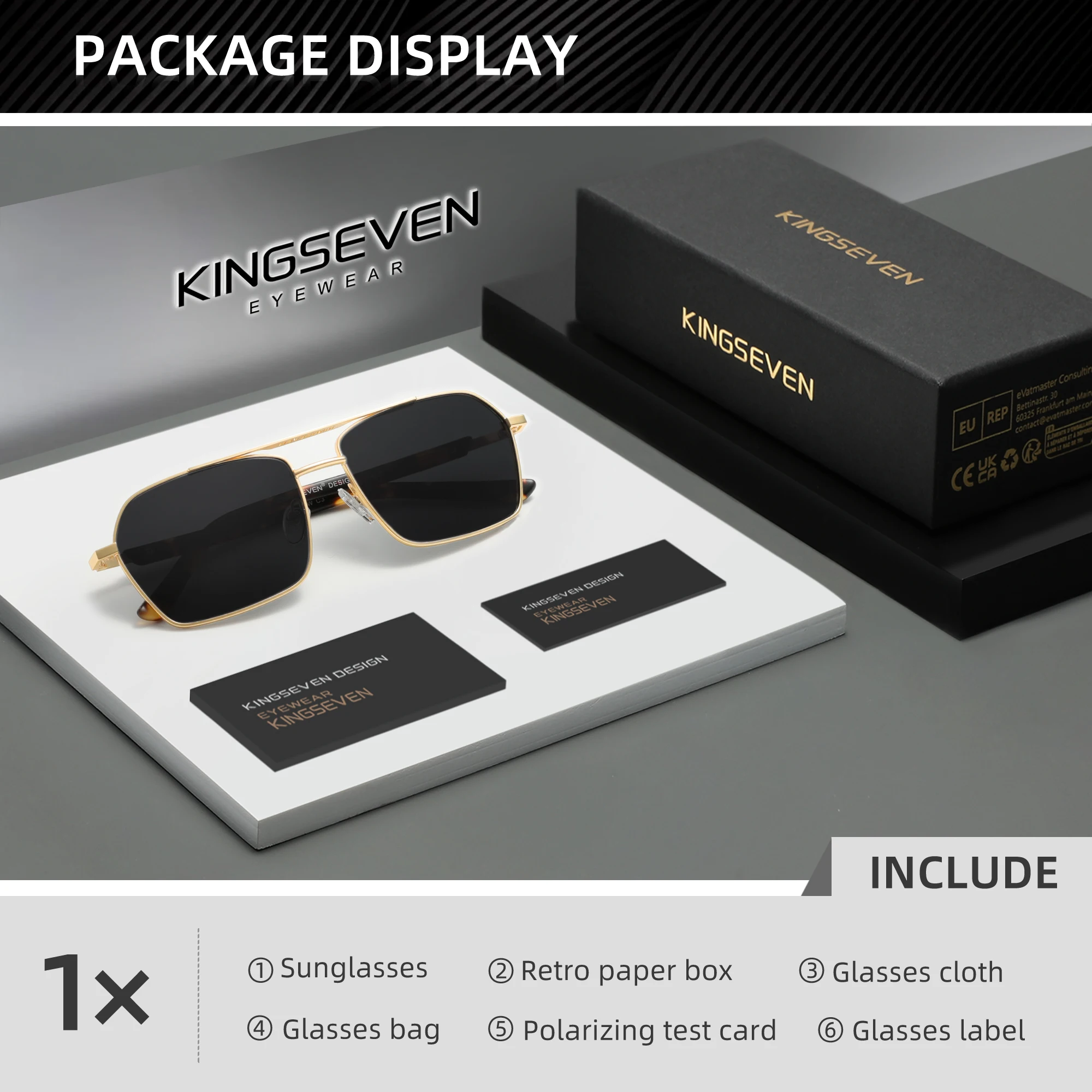 KINGSEVEN Mode Polarisierte Sonnenbrille Männer Kühlen Fahren Gläser Goggle Sommer Metall Vintage Sonnenbrille UV400 Oculos De Sol – Detail 2