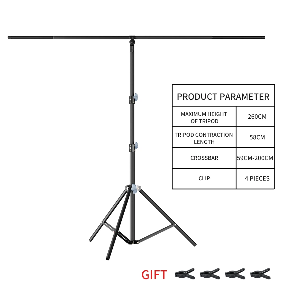 SH 2x2.6M T-Shape Backdrop Background Stand With 4pcs Clips Photography  Photo Studio  Frame Support System Kit With Stand