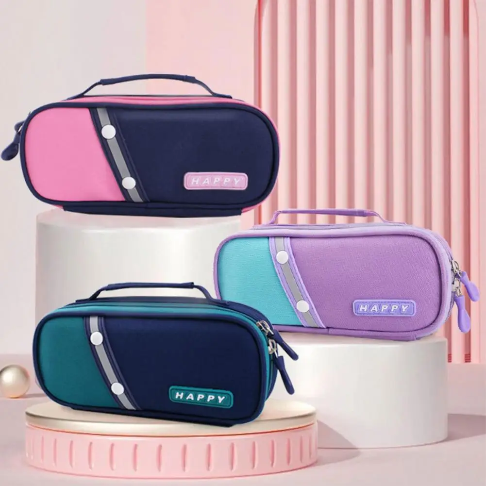 กล่องดินสอสีเย็บปะติดปะต่อกันได้สำหรับเด็กผู้หญิงกล่องดินสอมีกระเป๋าตาข่ายมีความหนาแน่นสูงสามารถ POUCH pensil ได้