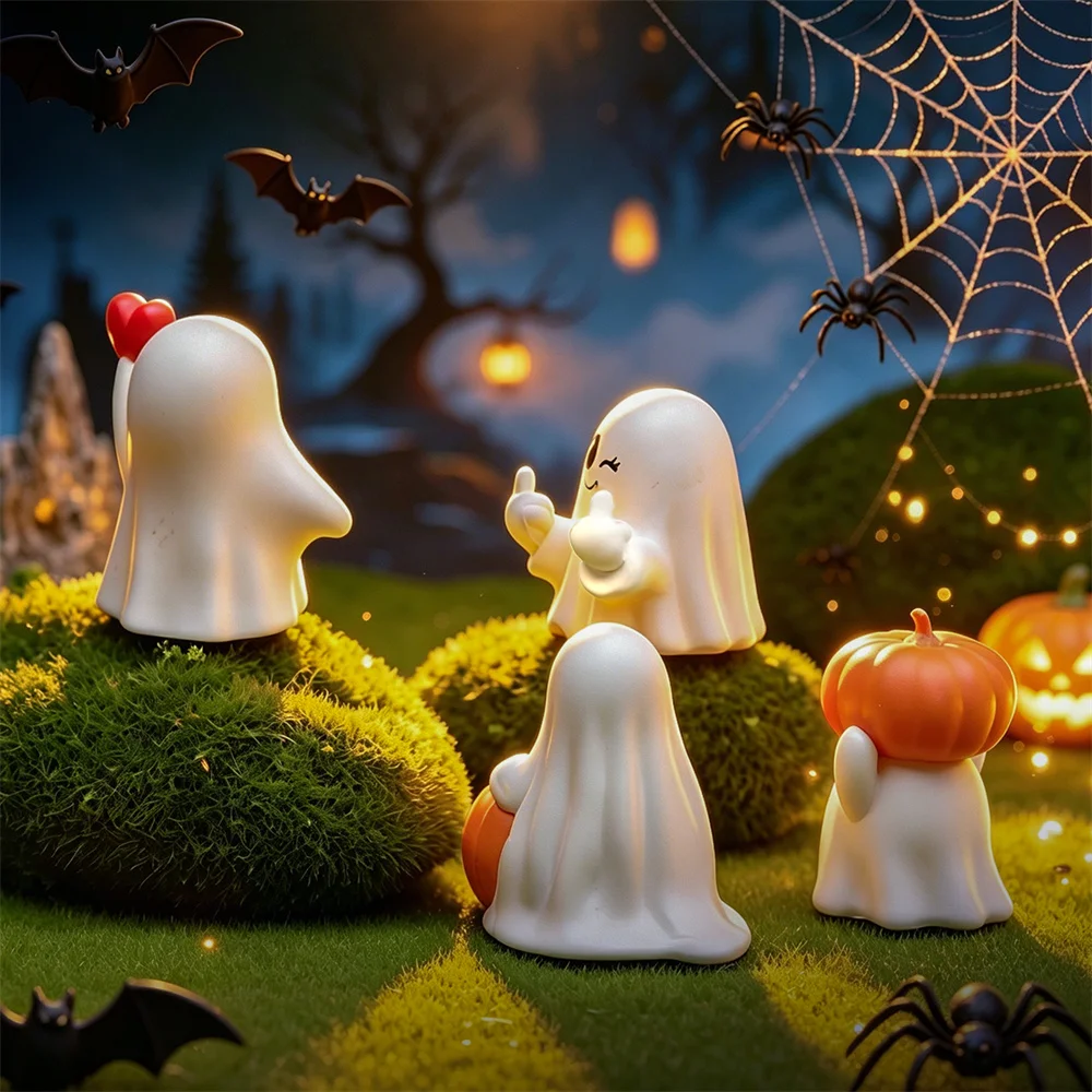 3D Figure Mini Ghost Pumpkin Elf Figurines Model Cute Ornaments Miniature Figure Doll Desktop Auto Decor Creative Gifts Crafts