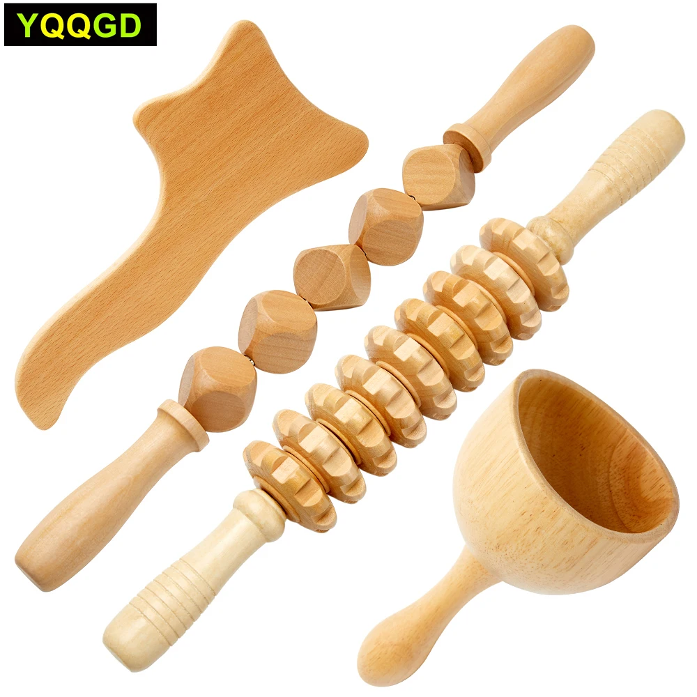 Wooden Lymphatic Drainage Massager Body Sculpturing Anti Cellulite Maderoterapia Set Colombian Wood Therapy Tools for Men Women