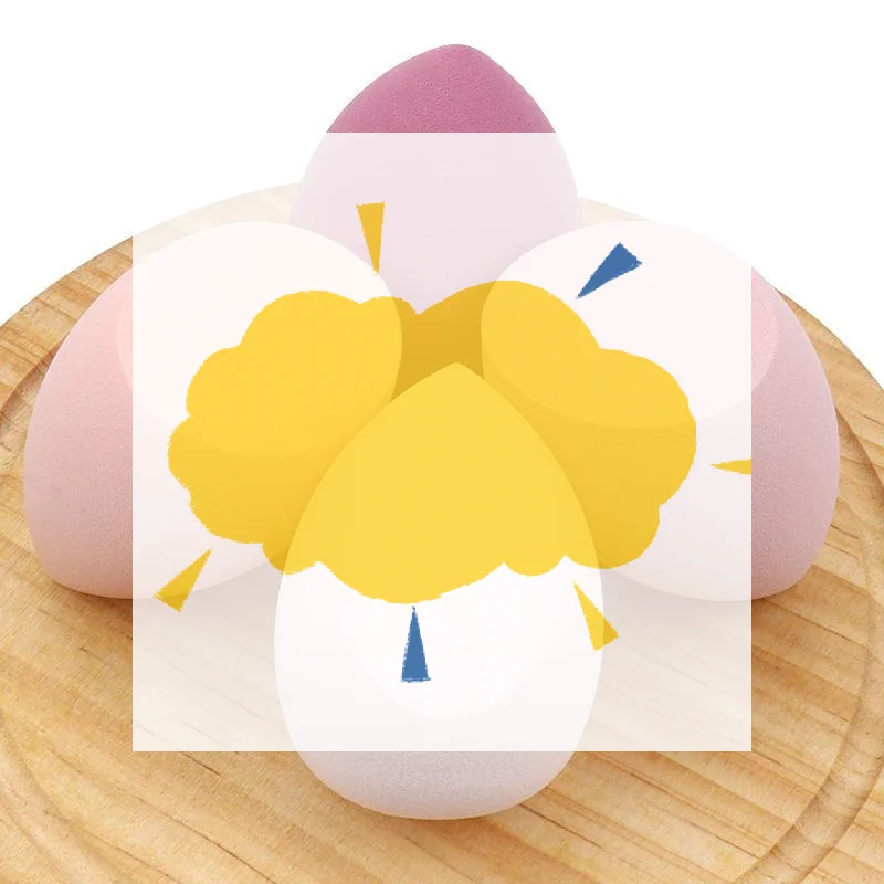 Kit com 4 Esponjas de Maquiagem em Formato de Ovo, Puffs Cosméticos para Base e Pó, Acessórios de Maquiagem Femininos, Ferramentas de Beleza