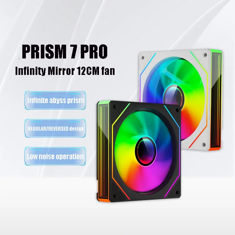 OEM PRISM 7 PRO Computer Chassis Fan 12cm ARGB 4 Pin PWM Quiet Cooling Fan 12V Large Air Volume 56.8CFM/600-1500RPM