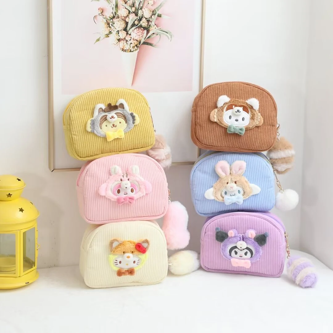 Porte-monnaie en peluche Sanurgente Pom Pom Purin My Melody, sac à main Anime Cinnamoroll Kuromi, sac à cosmétiques, cadeaux mignons pour filles