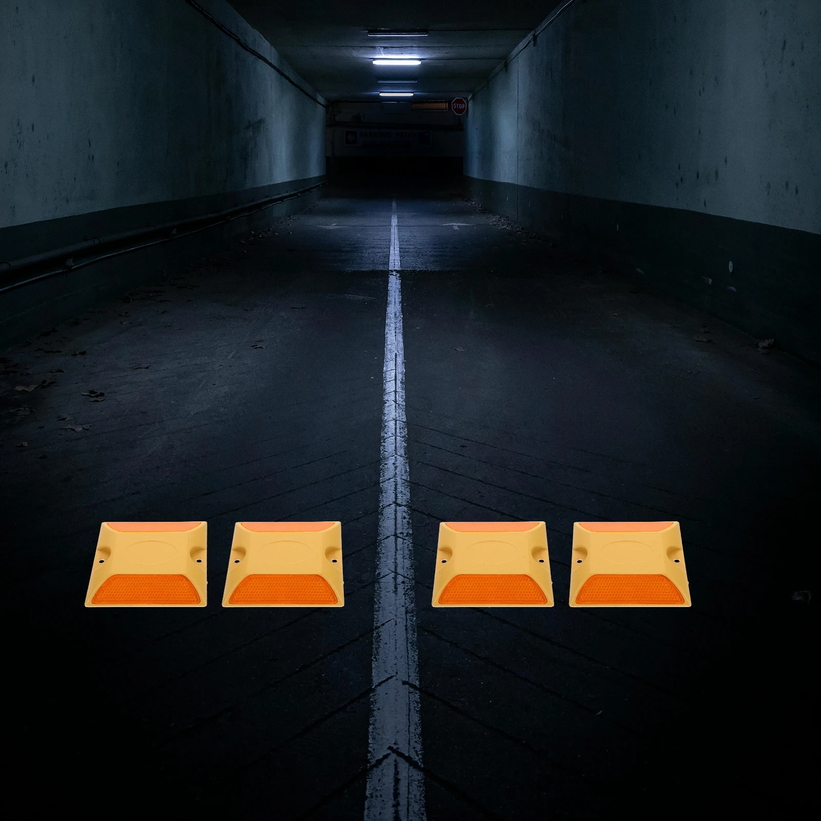 4 Uds. Marcadores reflectantes de entrada de pernos de carretera de plástico para estacionamientos de carretera, reflectores de carretera, marcadores de pavimento