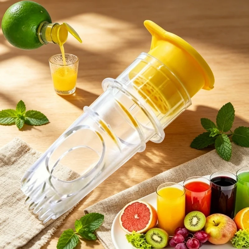 Handlicher Plastik-Zitronenentsafter Manueller Zitruspresse Tragbarer Fruchtextraktor & Ausgießer für Zuhause und Reisen