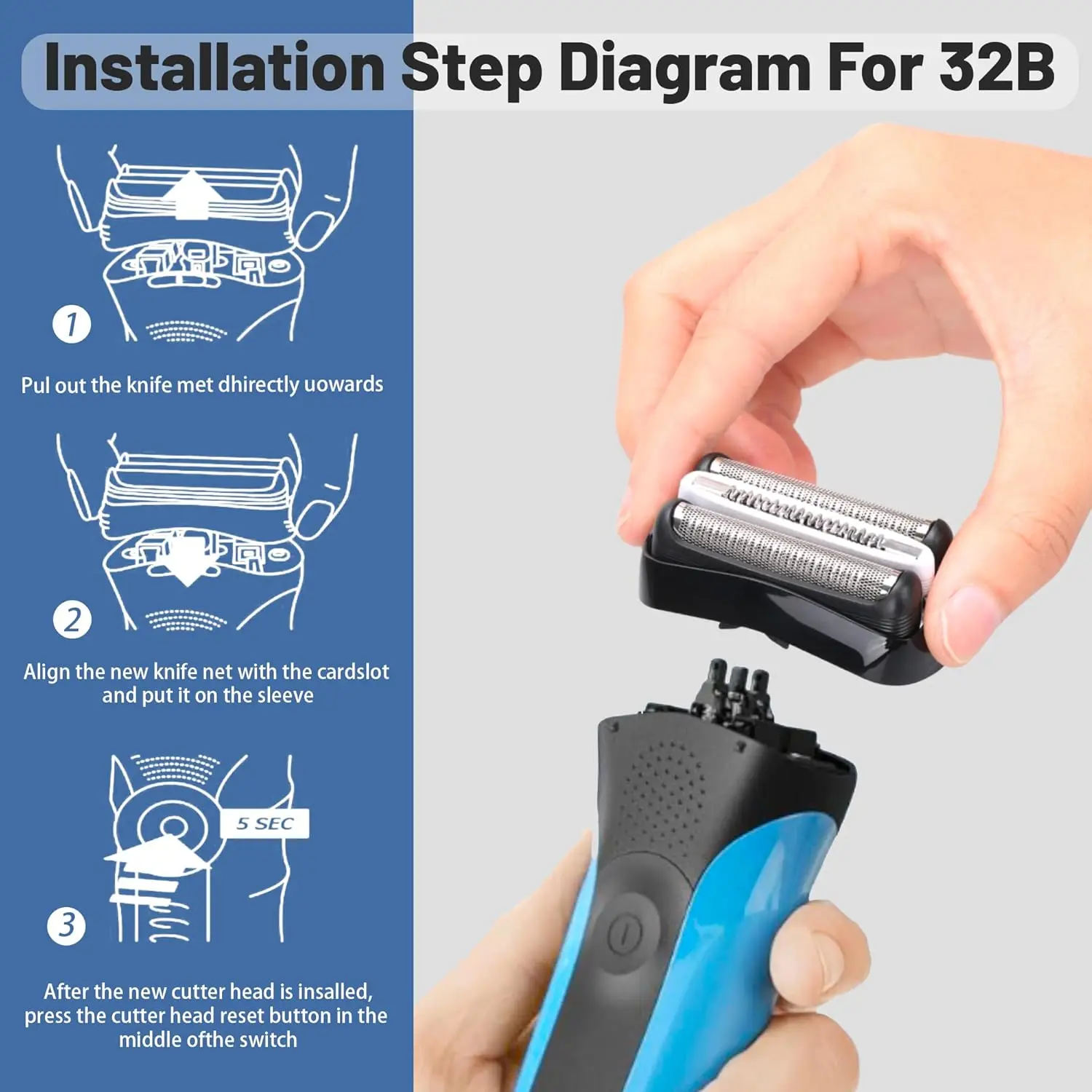 Series 3 32B Shaver Head,Compatible with Braun S3 Shaver,1 PACK