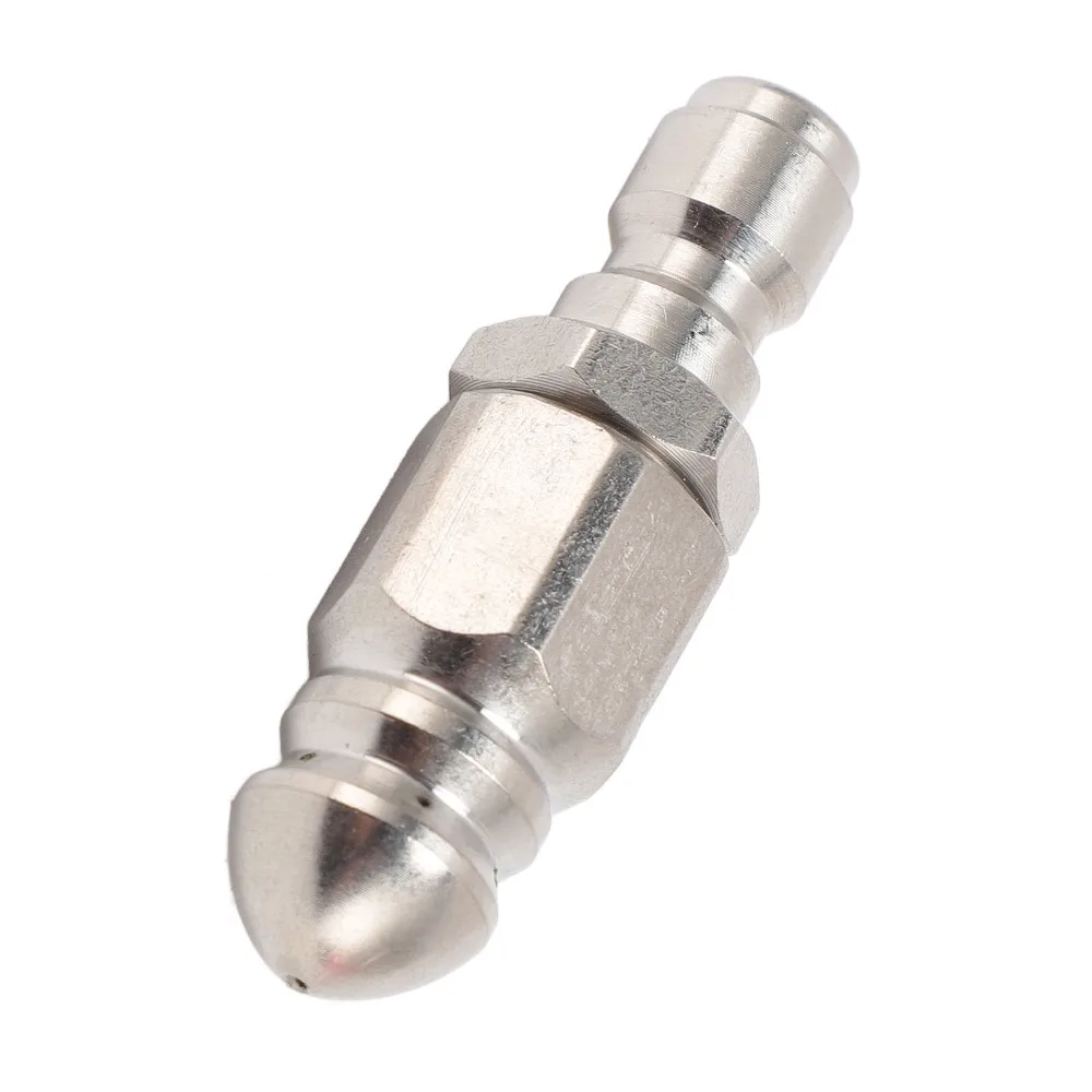 2PCS Stainless Steel Sewer Jetter Nozzle Silver 5000 PSI Drain Jetter Nozzle Quick Plug Quick Install Pressure Washer Nozzle