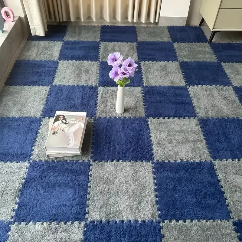 10 Stuks 30*30 Cm Creatieve Pluche Puzzel Schuim Vloermat Puzzel Tapijt Warme Speelmat Grijpende Oefening Tegels pluizige Karpetten