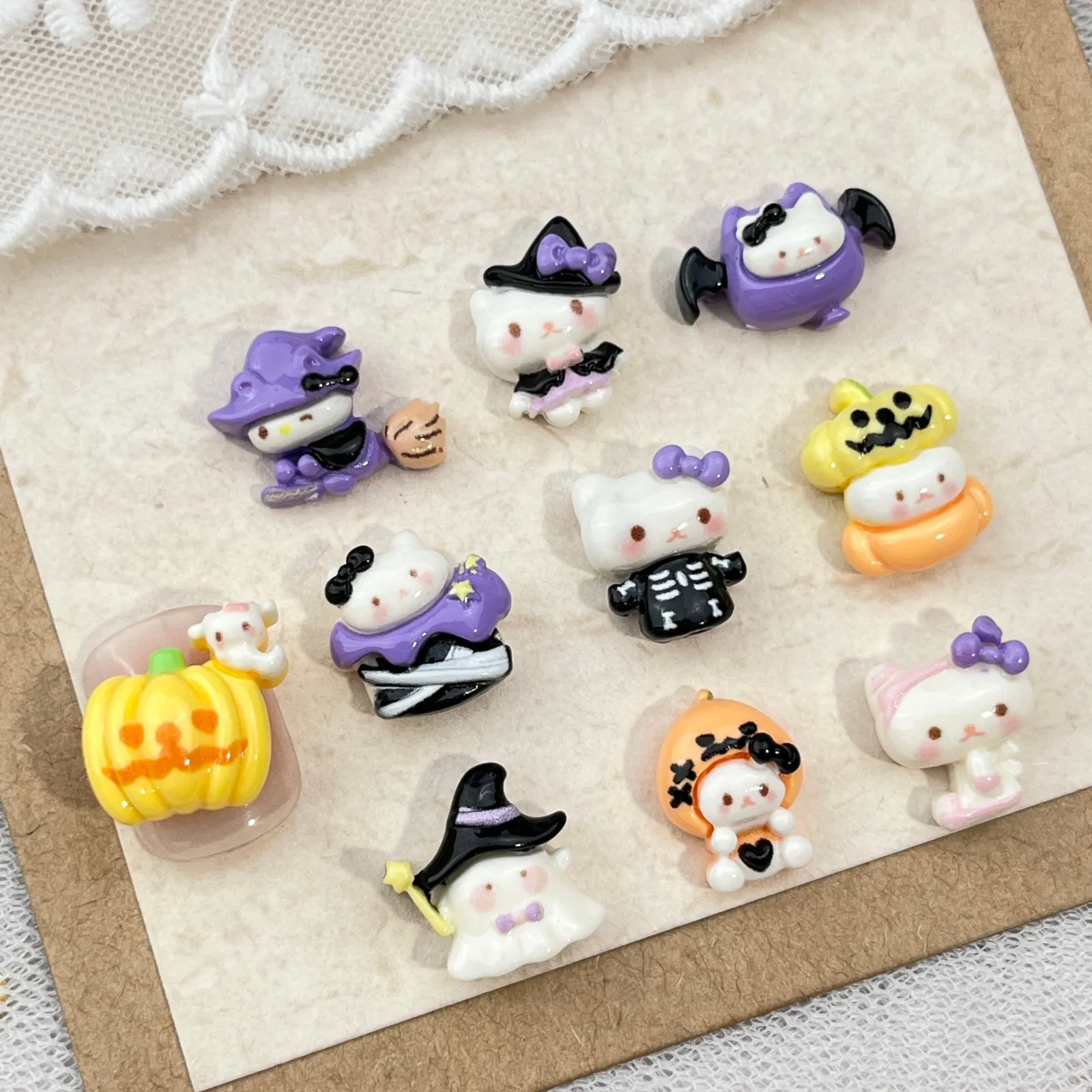 20 Stück neue Halloween-Nagel-Charms, niedliche 3D-Zauberer-, Kürbis- und Katzen-Harz-Charms, DIY-Press-On-Nägel, Nagelkunst-Deko-Accessoires – Detail 6