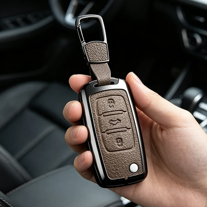 Car Key Case Cover for Volkswagen VW Polo Golf Passat TiguanBeetle Caddy T5 Up Eos Skoda Octavia Seat Leon Altea Metal Shell