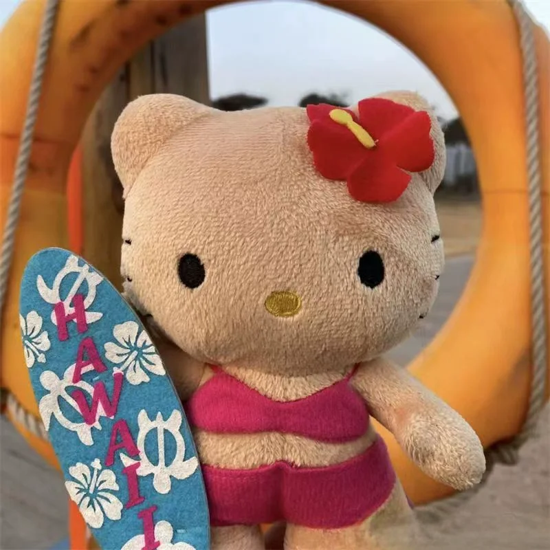 Anneau de natation en peau noire, poupée en peluche, série hawaïenne, jouet en peluche, porte-clés, décoration de sac à dos, cadeau de Festival pour fille