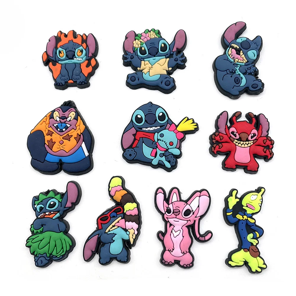 

8/9/10pcs Stitch Shoe Charms For Sandal Buckle Disney Cartoon PVC Characters Stitch DIY Decorations for kids Gifts