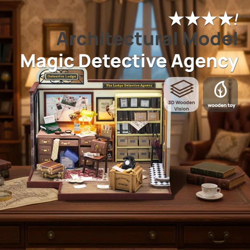 OUZEY 3D houten poppenhuis DIY-kit - "Cozy Cottage" met meubilair, compleet miniatuurhuismodel en kerstcadeau