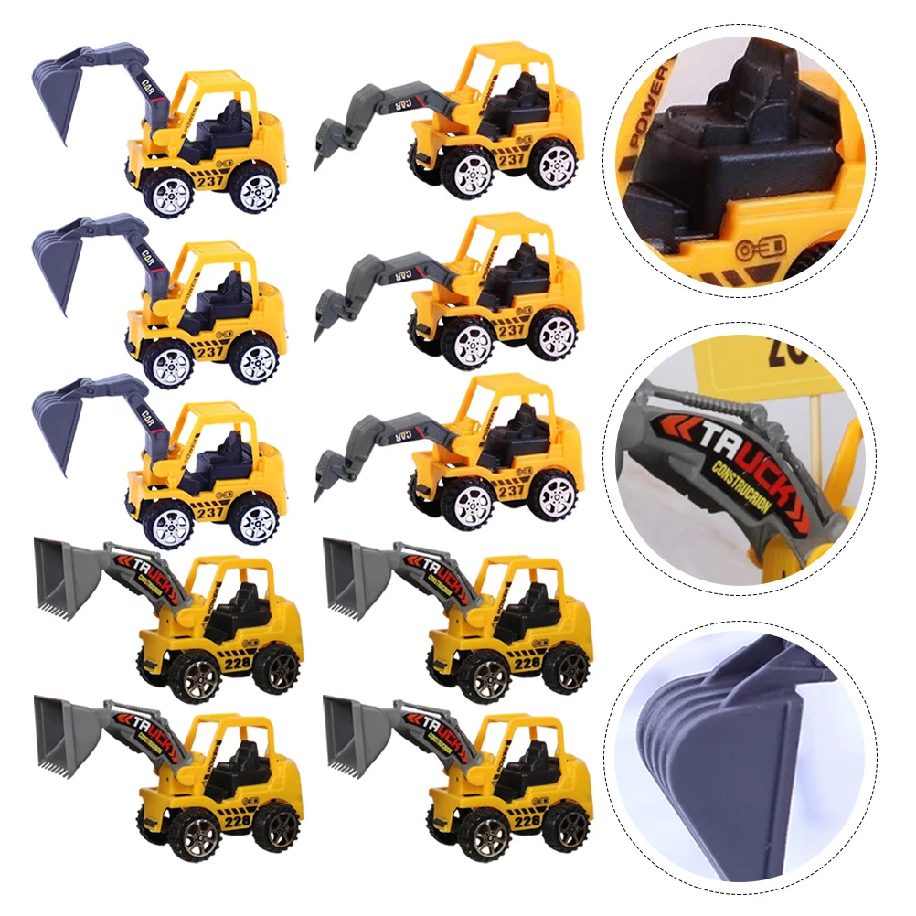 10 Pcs Construction Vehicle Toy Pull-Back Excavator Dumper Truck Kids Cars Toys Plastic Model Engineering Playset Child