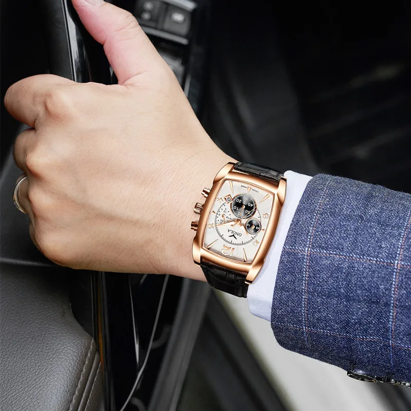 Men Watch ONOLA 2021 New Fashion Casual Stainless Steel Quartz Watches Men Luxury Top Brand Leather Watch for Men