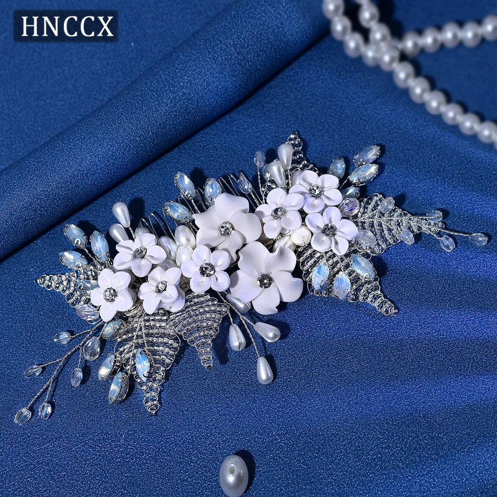 HNCCX Handmade Beaded Bride Hairpin Headwear Wedding Hair Combs Women Hair Accessories Bride Side Hair Clip Headdress CP338