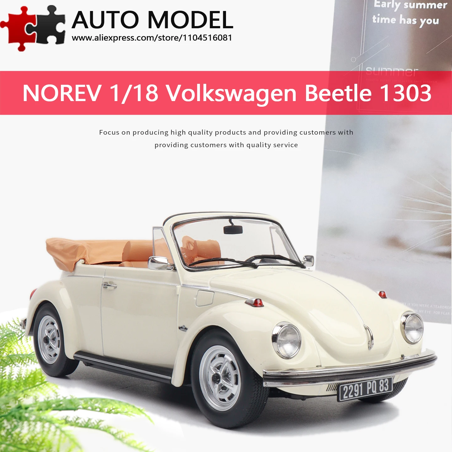 

Volkswagen Beetle 1303 Convertible Classic Car Vintage Car Retro Car Replica Alloy Car Model Norev 1:18 Die-Cast Metal Static Display Miniature Model Adult Boys Toy Collectible Gift