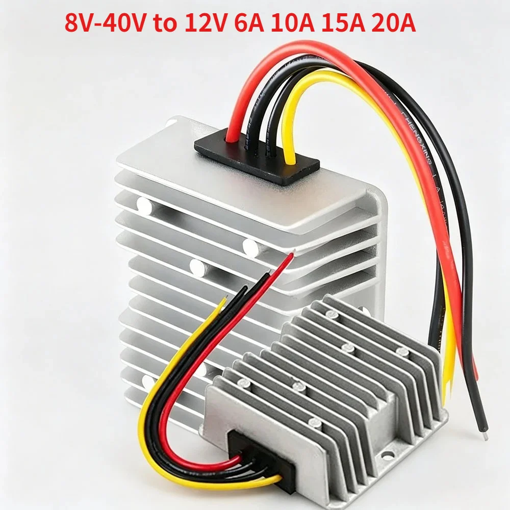 DC Waterproof 8V-40V to 12V 6A 10A 15A 20A Boost-Buck Voltage Stabilizer Car Power Supply Regulator for Cars Boats LED Displays