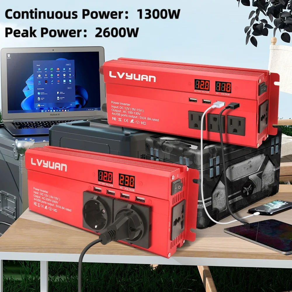 Inversor de Energia do Carro com Soquetes 2600w Inversor para Acampamento ao ar Livre e Barco Conversor de Bateria tipo dc 12v 24v 220v ac 110v