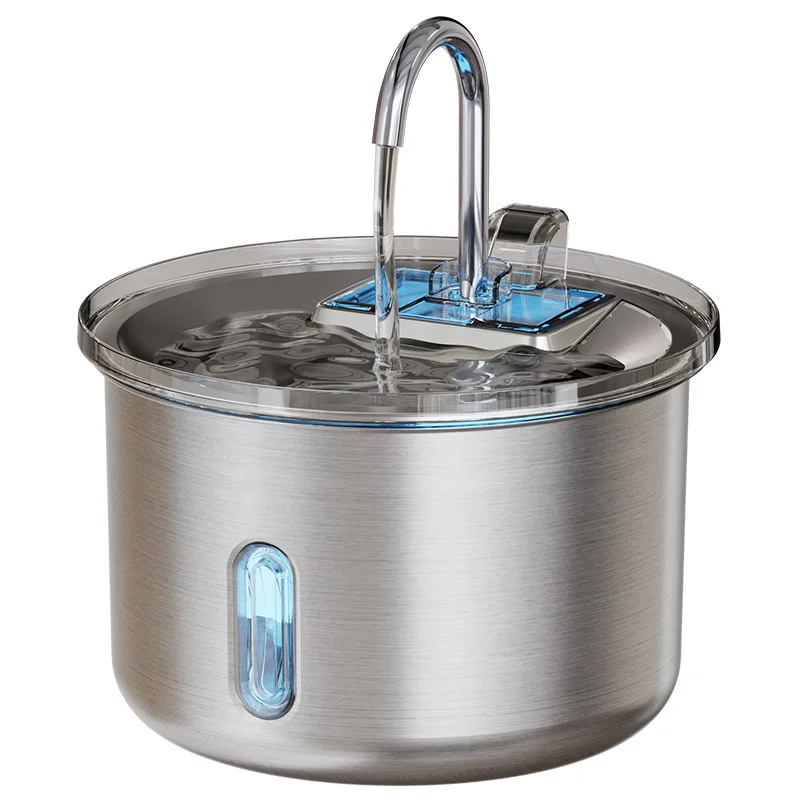 

Cat Water Fountain 2L/67.63oz Stainless Steel Dog Water Bowl Dispenser with Filter Automatic Water Fountain for Pets