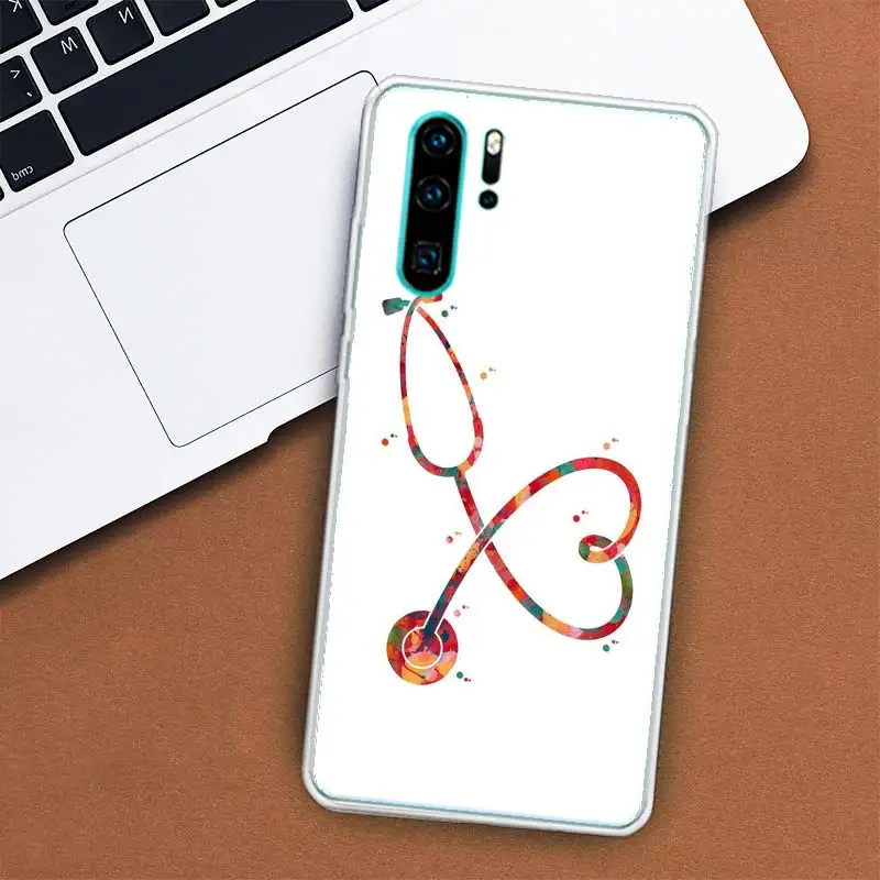 Nurse Medical Stethoscope Phone Case For Huawei Mate 40 Pro 30 20 Lite 10 Huawei P30 Lite P50 Pro P40 P20 P10 Cover Coque