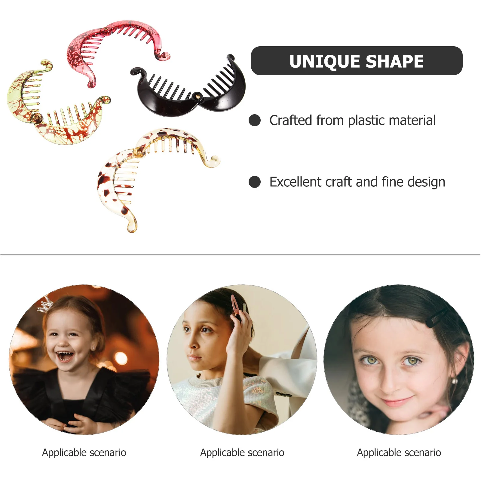 

4Pcs Hair Accessories for Women Banana Clips Stylish Design Wide Use for School Work Birthday Dating Outfit Matching