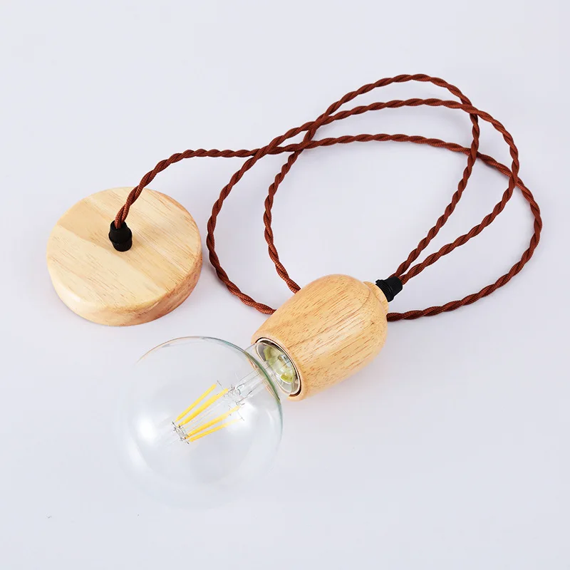 

American Simple Industrial Style Pendant Light Creative Clothing Store Restaurant Personalized Wooden Lamp Cap Belt Line E27 LED