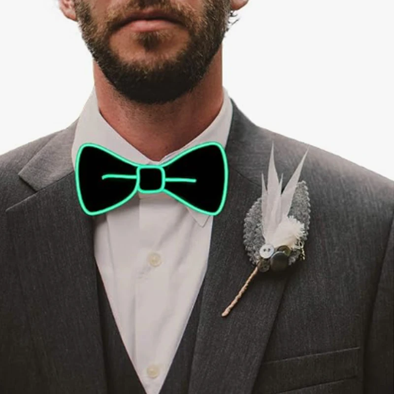 เนคไทโบว์ไทผู้ชายแบบคลาสสิก สำหรับงานคาร์นิวัล พร้อมไฟประดับ ของตกแต่งเรืองแสงสำหรับเจ้าบ่าว งานแต่งงาน ไนท์คลับ งานเต้นรำ อุปกรณ์เสริมสำหรับเนคไท