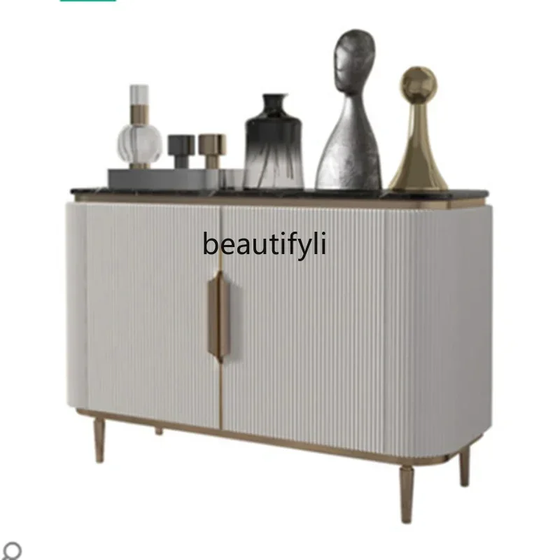 K185 Light Luxury Entrance Cabinet Household Entrance Hall Cabinet Sideboard Cabinet Hotel Living Room Marble Top Modern Minimal