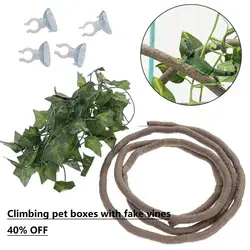 NEW Reptile Vines Climbing Tree Jungle Strip Rattan Branches Reptiles Plants Fake Gecko Accessories Habitat Toys Terrarium