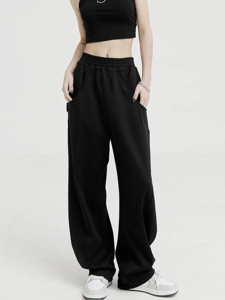 Womens Apricot Loose Design Sense Sport Trousers Summer Autumn Hip Hop Jazz Dance Banana Pants