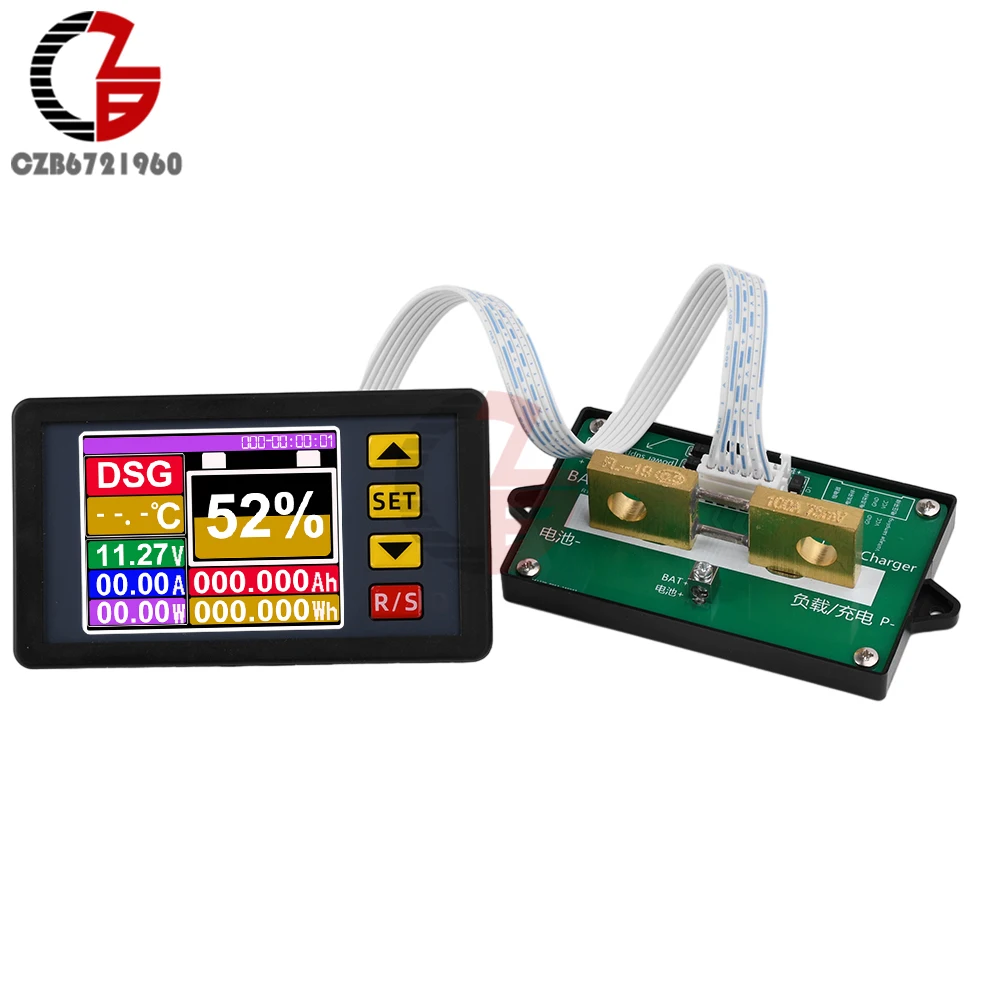 DC7-200V Display a colori da 2.4 pollici voltmetro amperometro Tester di capacità della batteria DC misuratore di potenza Coulomb 100A 200A 300A