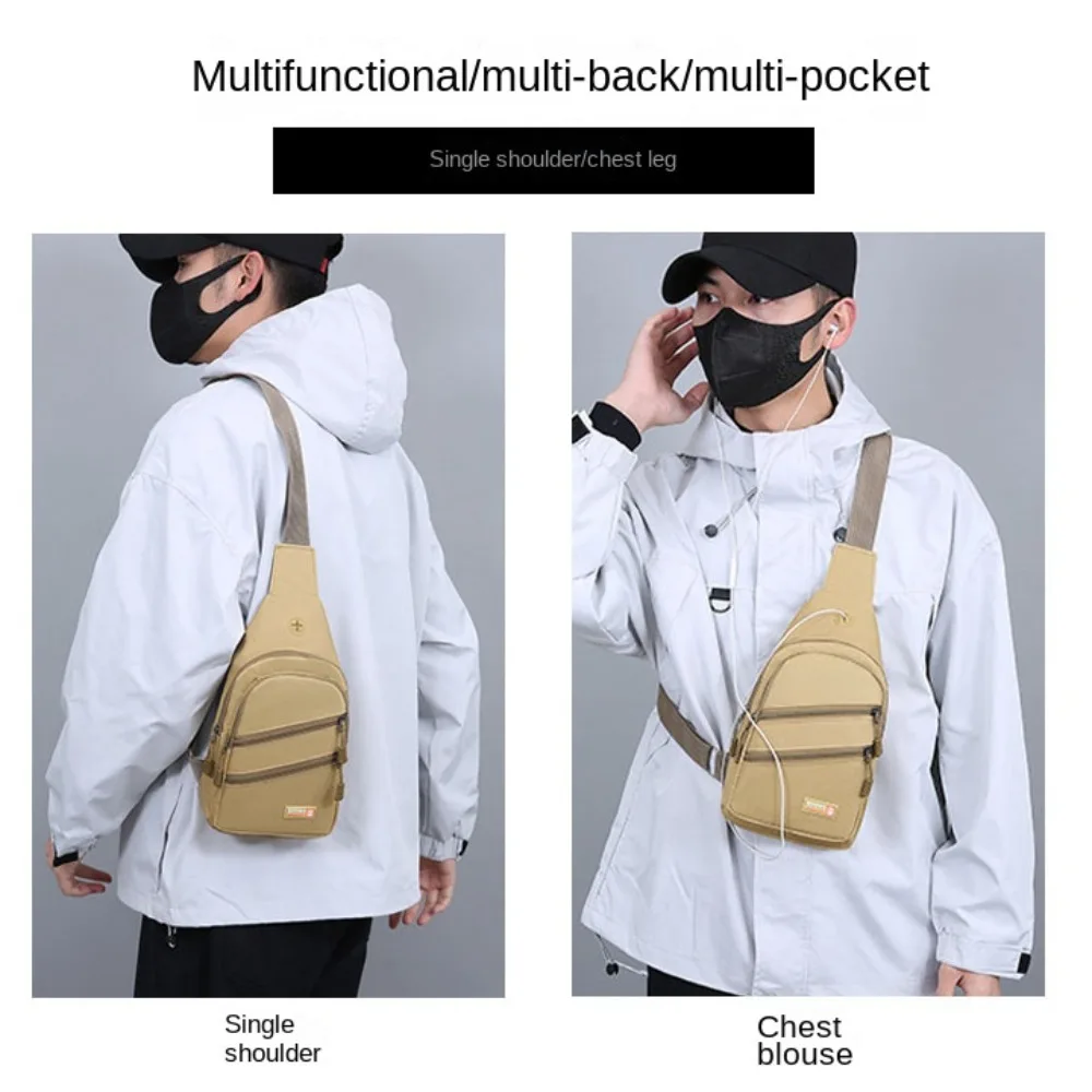 Nylon Men Chest Bag Large Capacity Chest Pack Casual Sling Bag Sports Male Shoulder Bag Outdoor Crossbody Bag