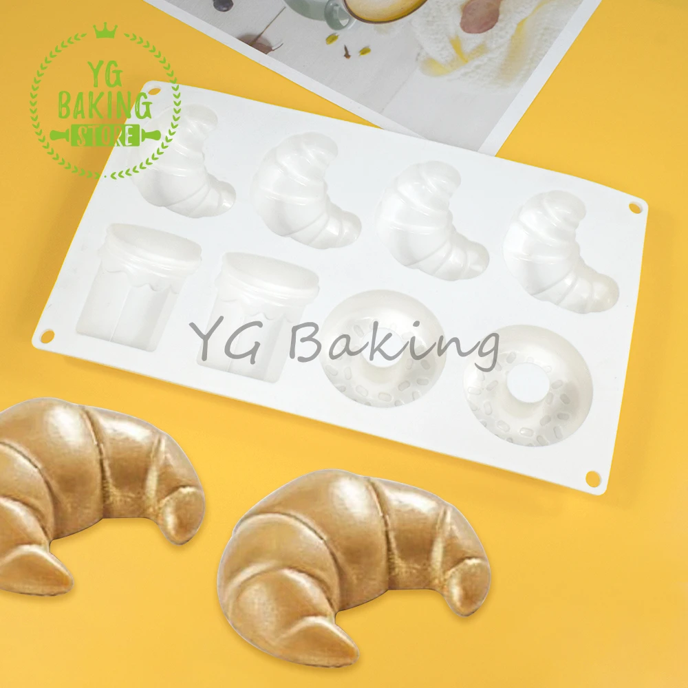 Dorica 8 Cavity 3D Croissant/Donut Silicone Mousse Mould DIY Bread Dessert Chocolate Mold Cake Decorating Tools Kitchen Bakeware